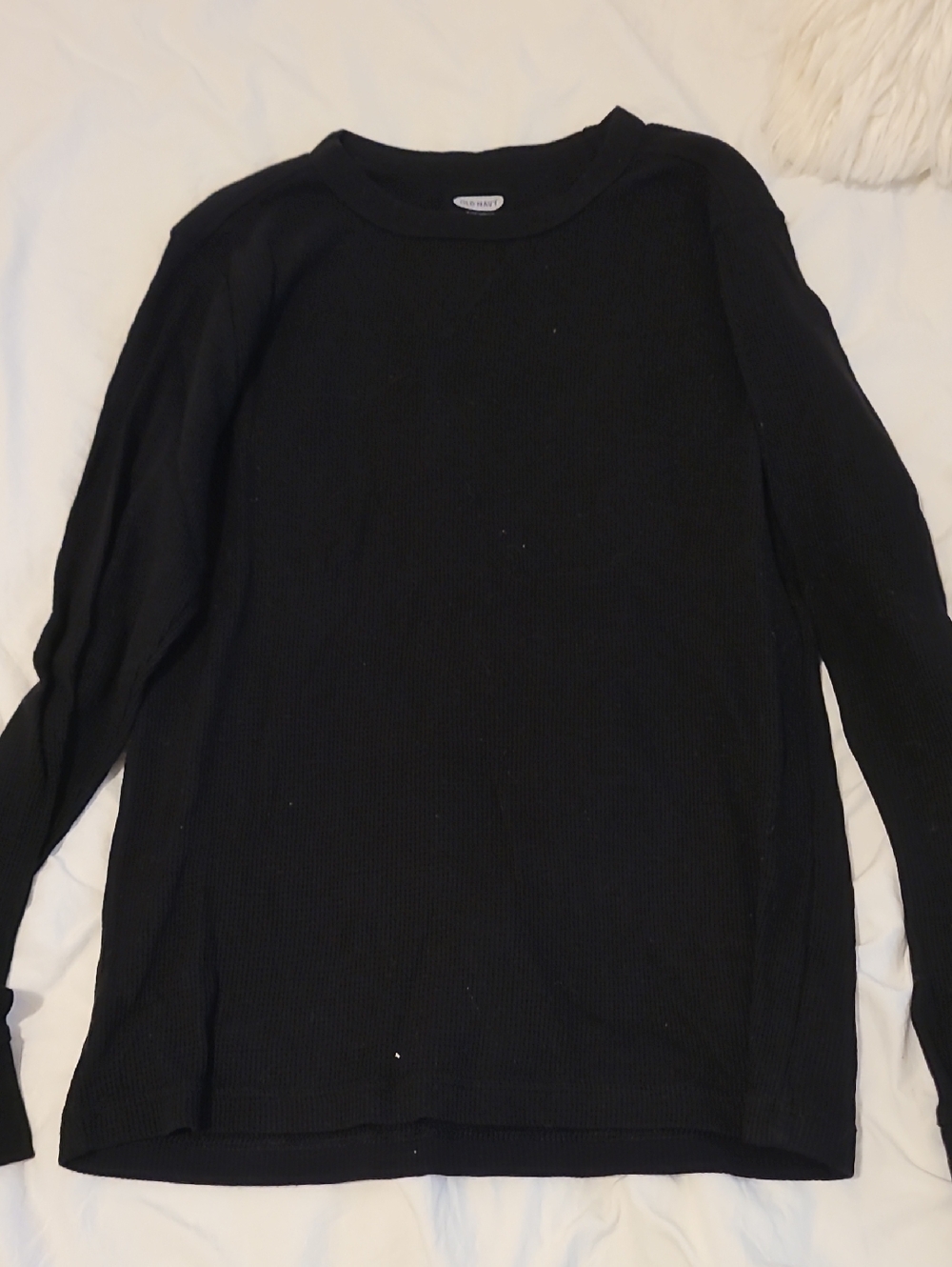 Black Long Sleeve Waffle Top